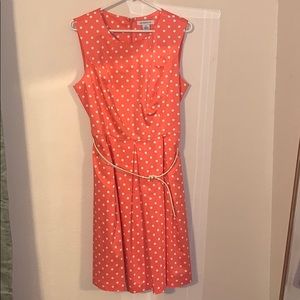 Peach Liz Claiborne Sleeveless Polka Dot Dress